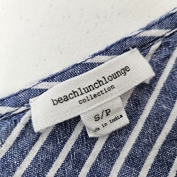 Beachlunchlounge Linen Blend Striped Jumpsuit Womens Small Wide Leg Cropped - Picture 5 of 12